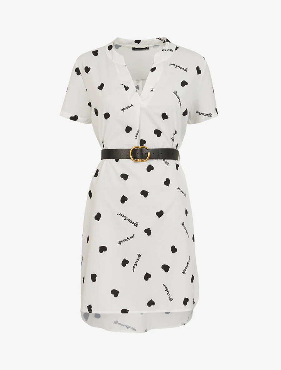 Robe trapèze à imprimés coeurs - Noir/blanc