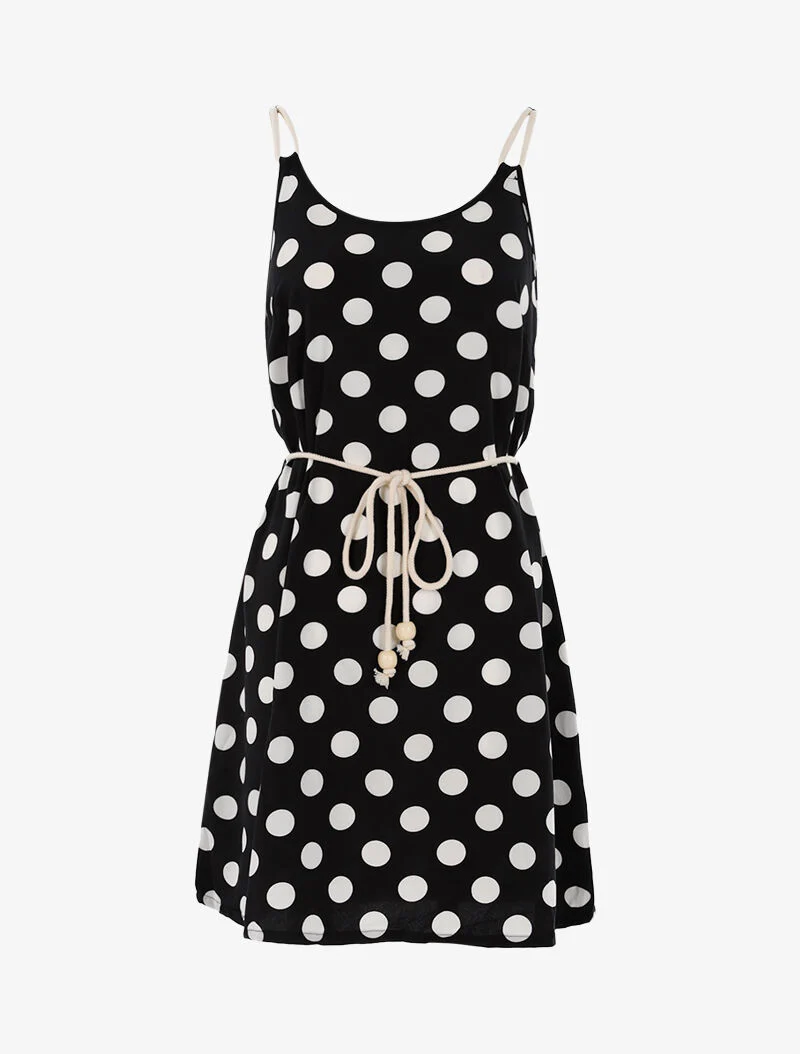 Robe trapèze à pois - noir