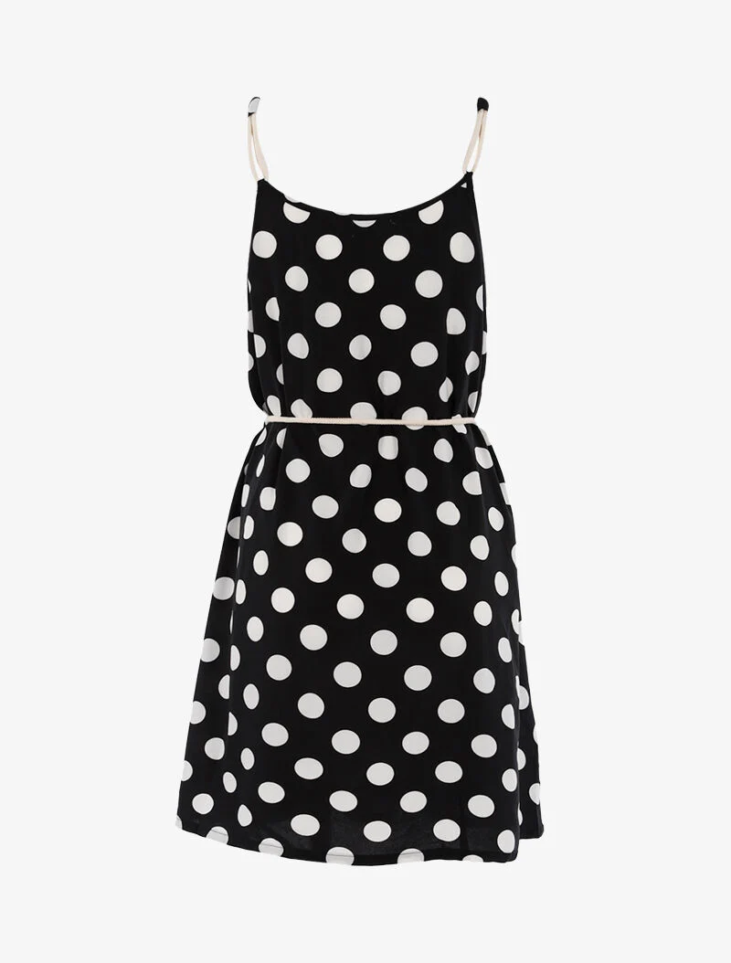 Robe trapèze à pois - noir - Image 2