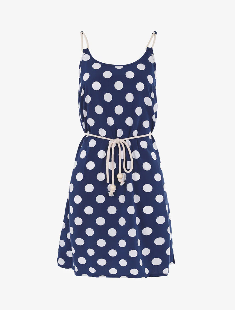 Robe trapèze à pois - bleu