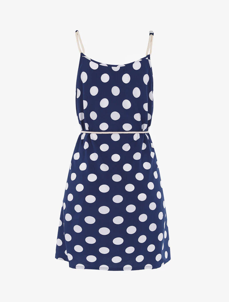 Robe trapèze à pois - bleu - Image 2