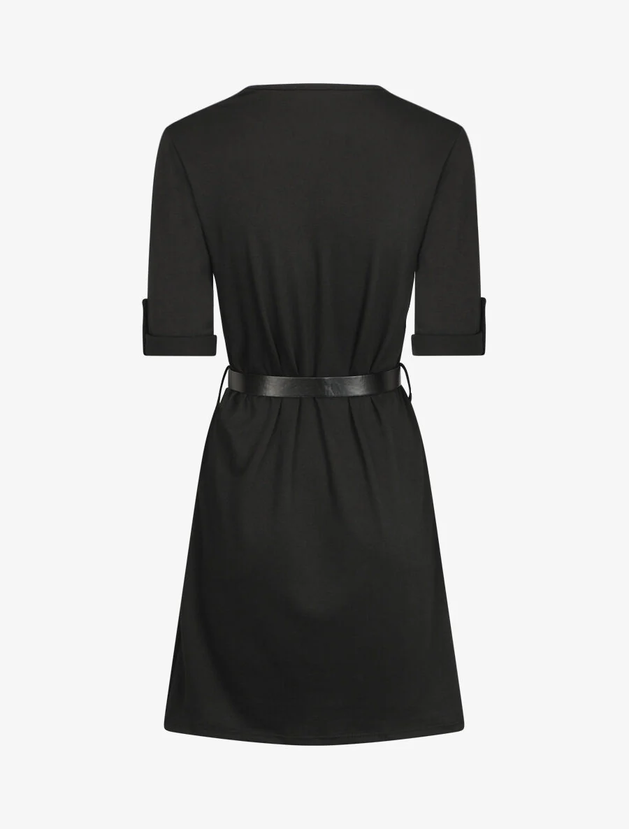 Robe uni coupe droite à col zippé - Noir - Image 2