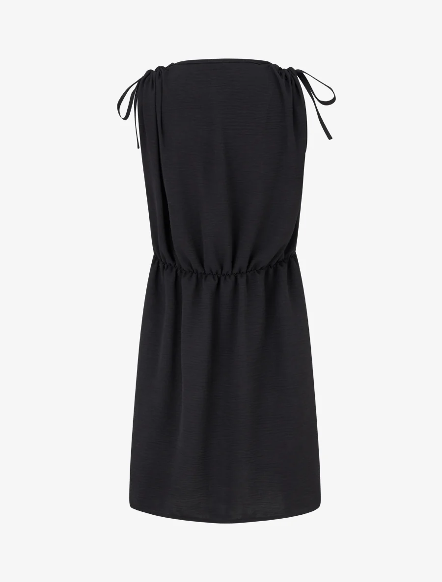 Robe unie à empiècement bijou à la taille - Noir - Image 2