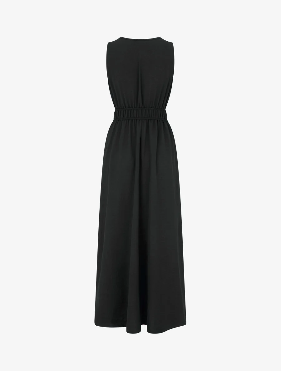 Robe unie à empiècement perles en bois - Noir - Image 2
