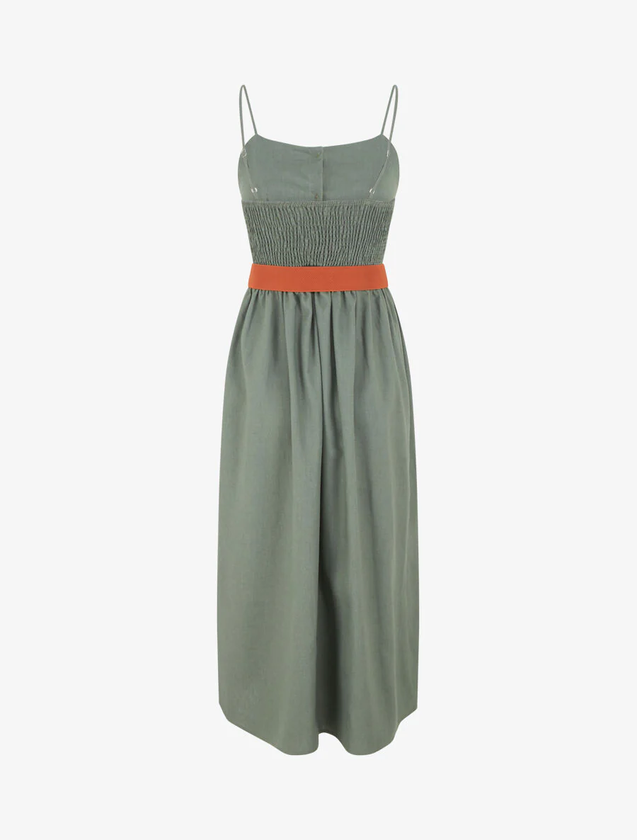 Robe unie effet lin - Kaki - Image 2