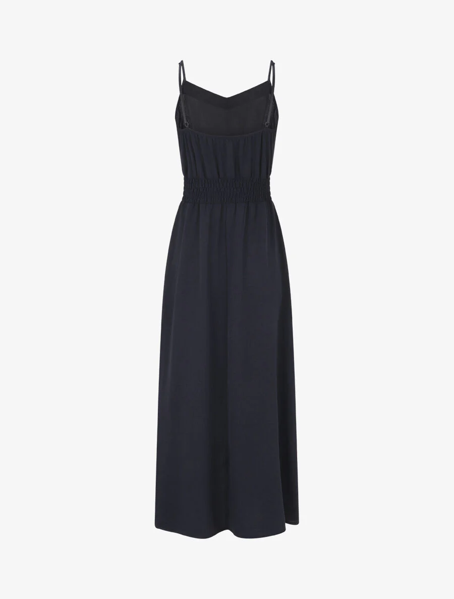 Robe unie élastiquée - Marine - Image 2