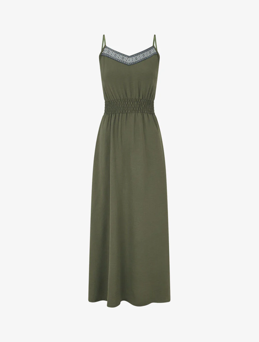 Robe unie élastiquée - Kaki