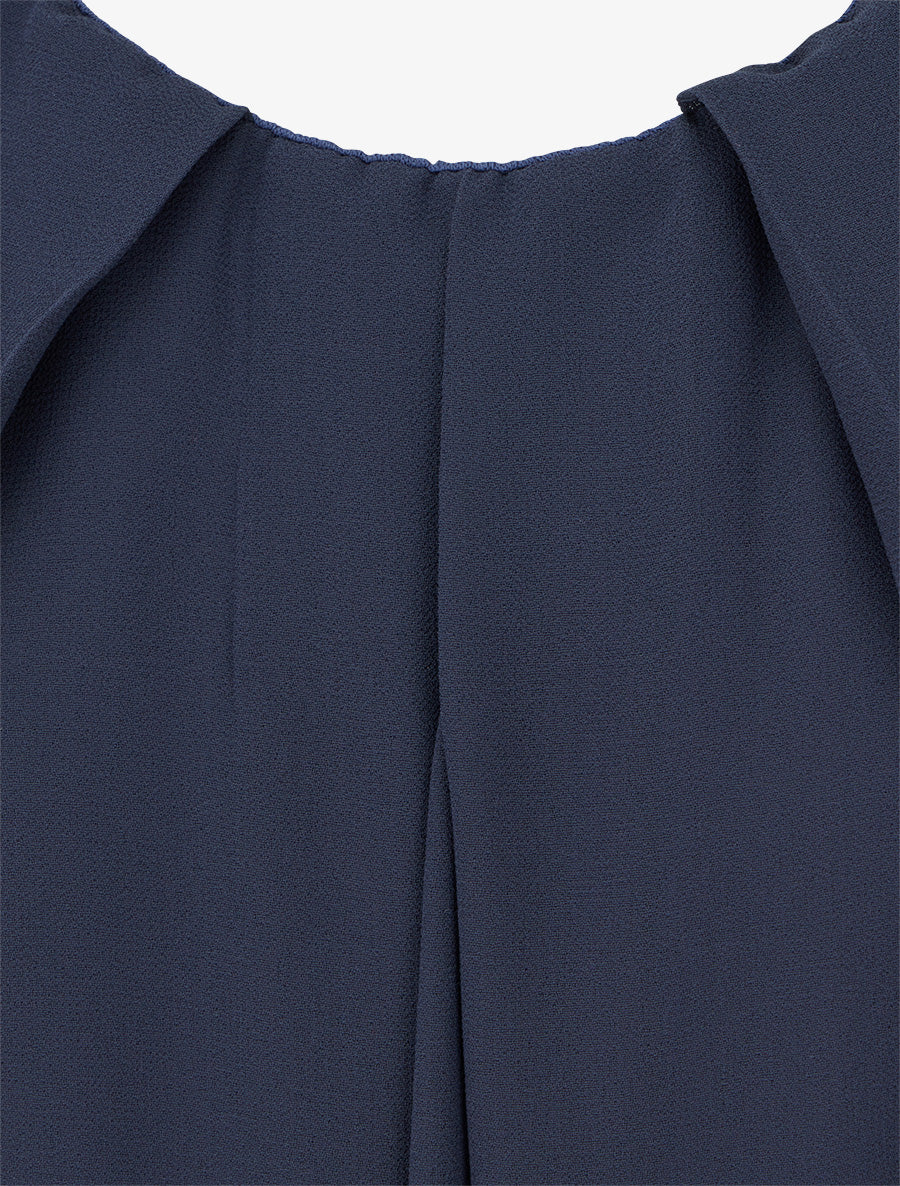 Robe unie en voile sans manches - Marine - Image 3