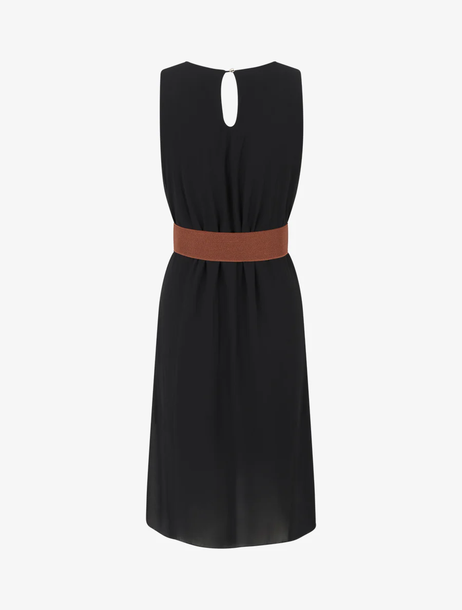 Robe unie en voile sans manches - Noir - Image 2