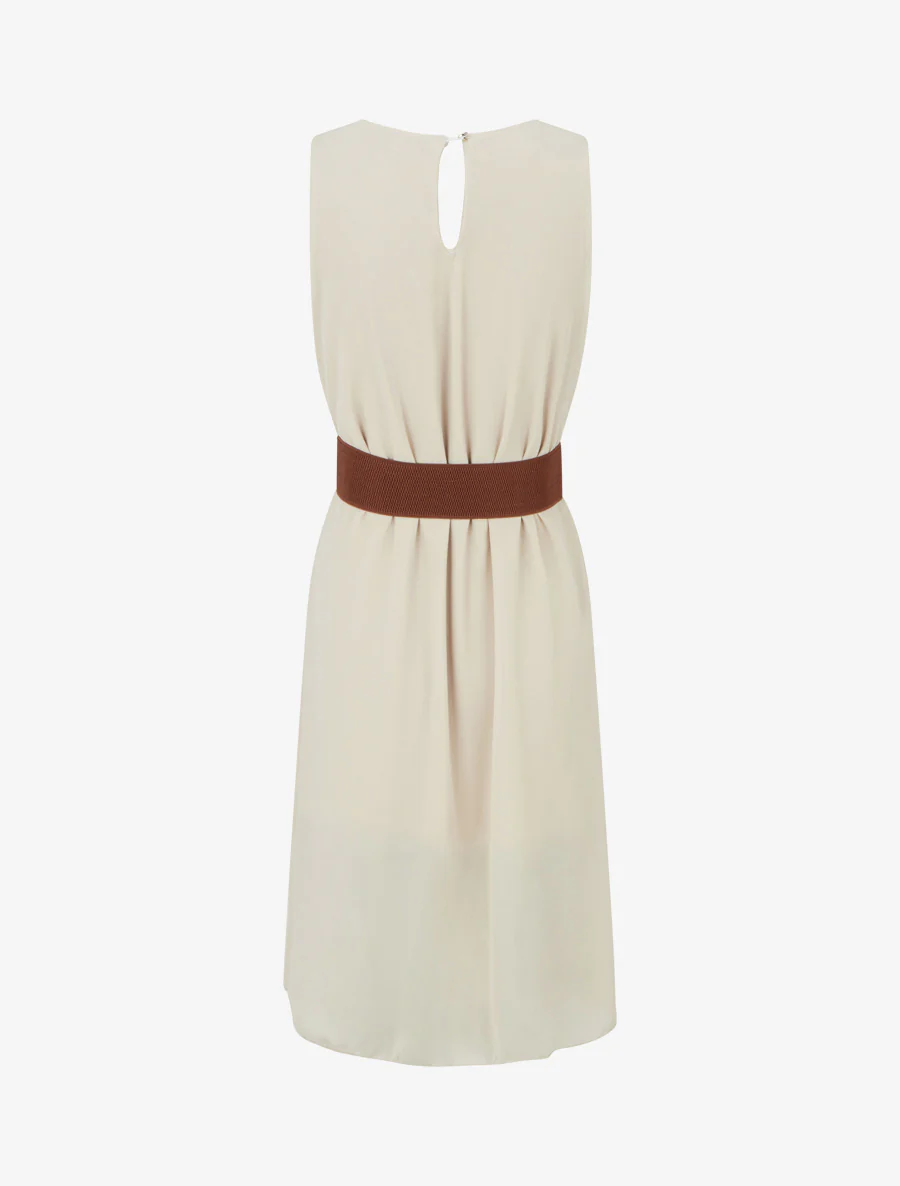 Robe unie en voile sans manches - Beige - Image 2