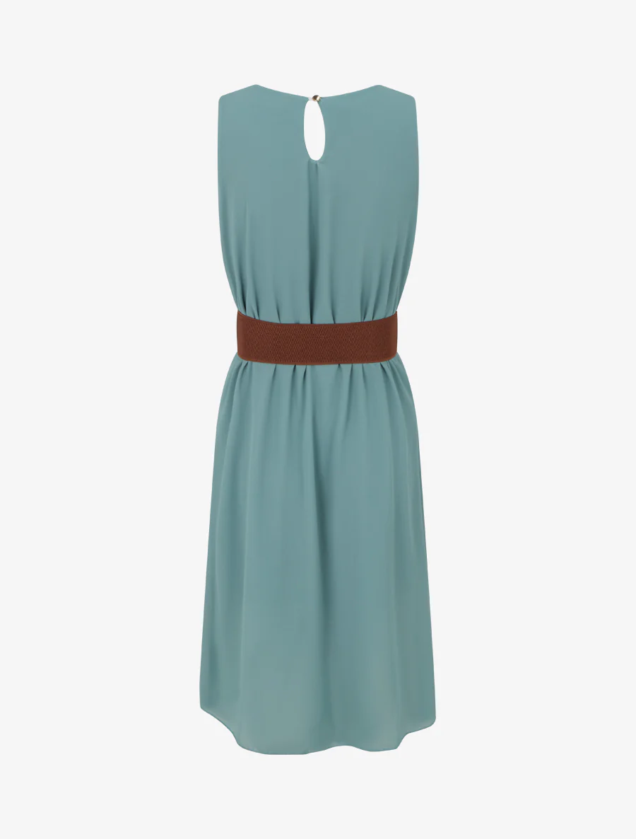 Robe unie en voile sans manches - Turquoise - Image 2