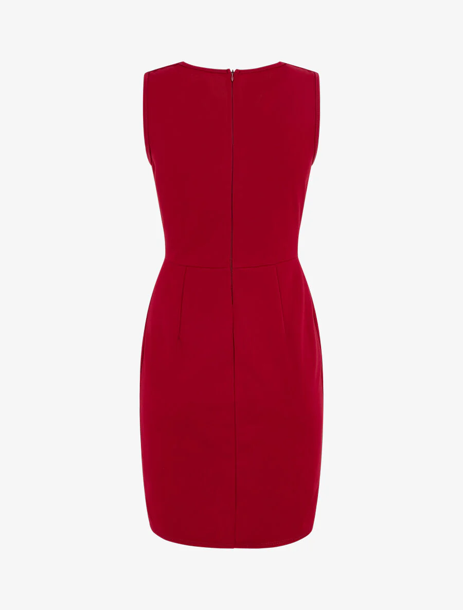Robe unie sans manches à boutons - Framboise - Image 3
