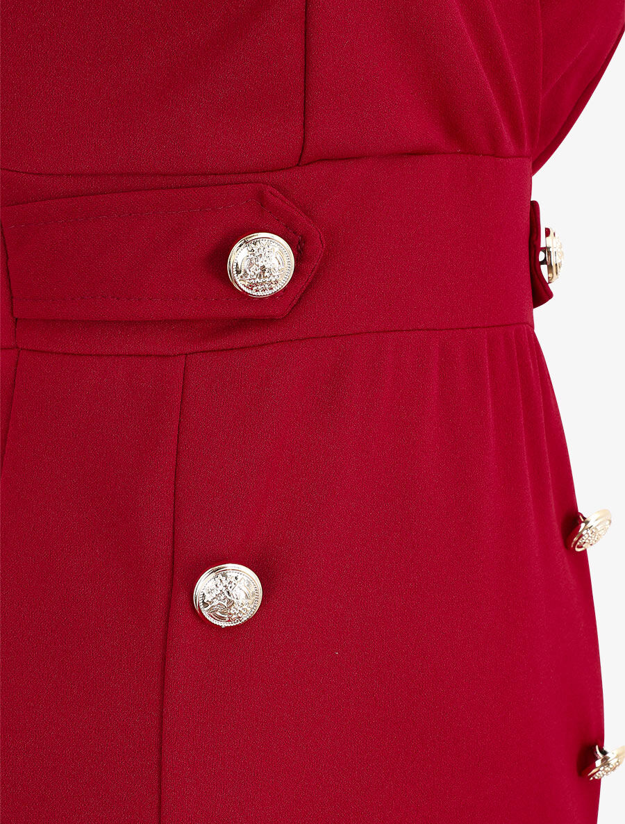 Robe unie sans manches à boutons - Framboise - Image 4