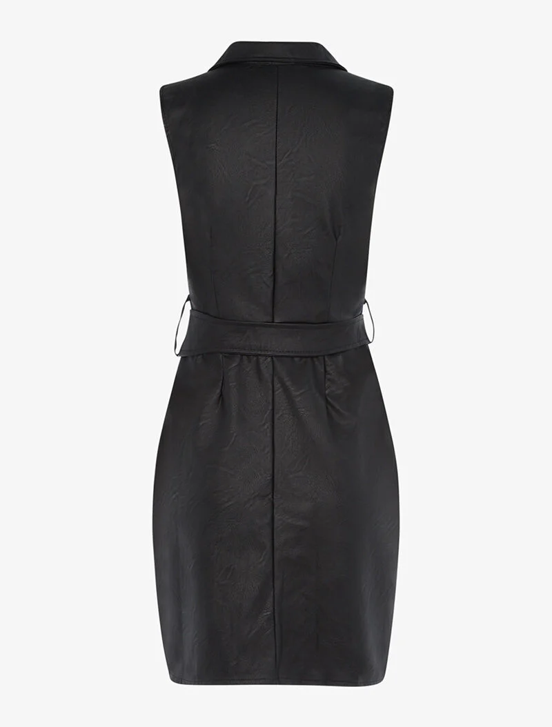 Robe zippée en simili - noir - Image 2