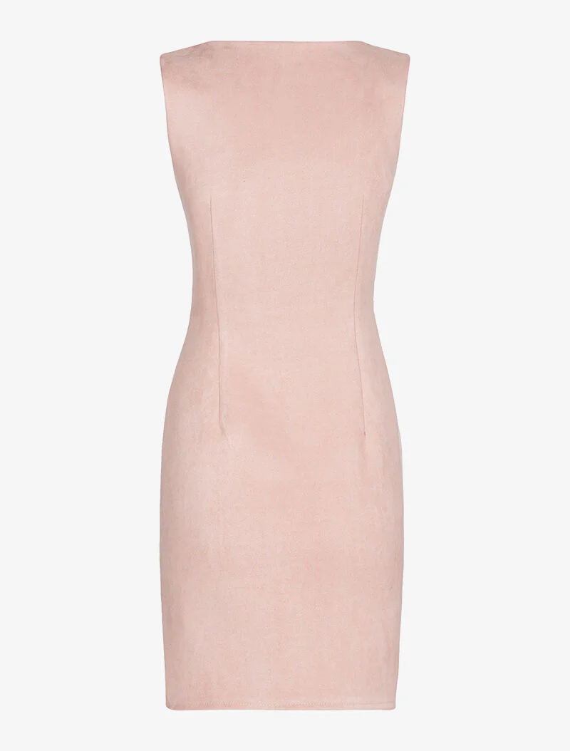 Robe zippée en suédine - rose - Image 4