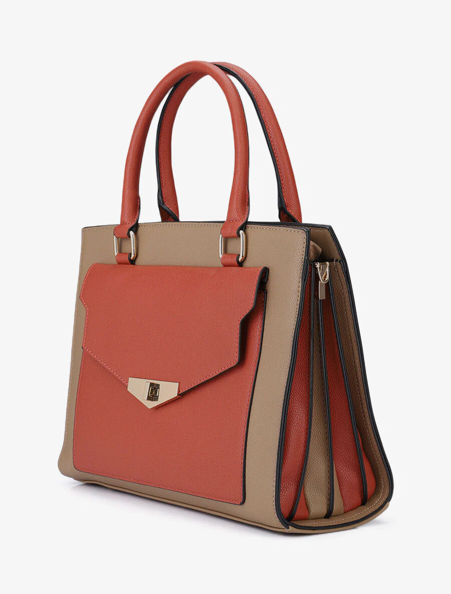 Sac à main Agathe - Taupe/orange - Image 2