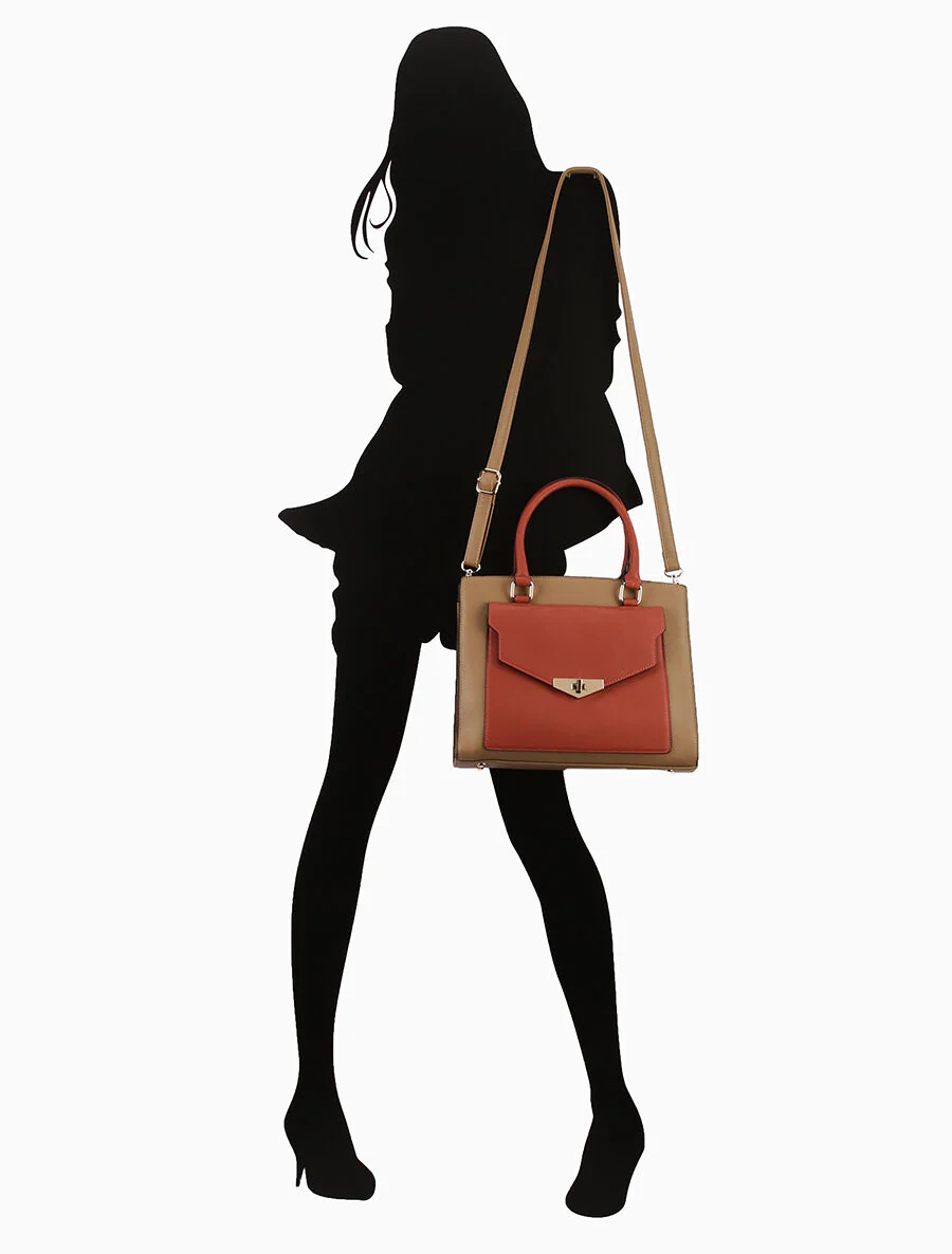 Sac à main Agathe - Taupe/orange - Image 4