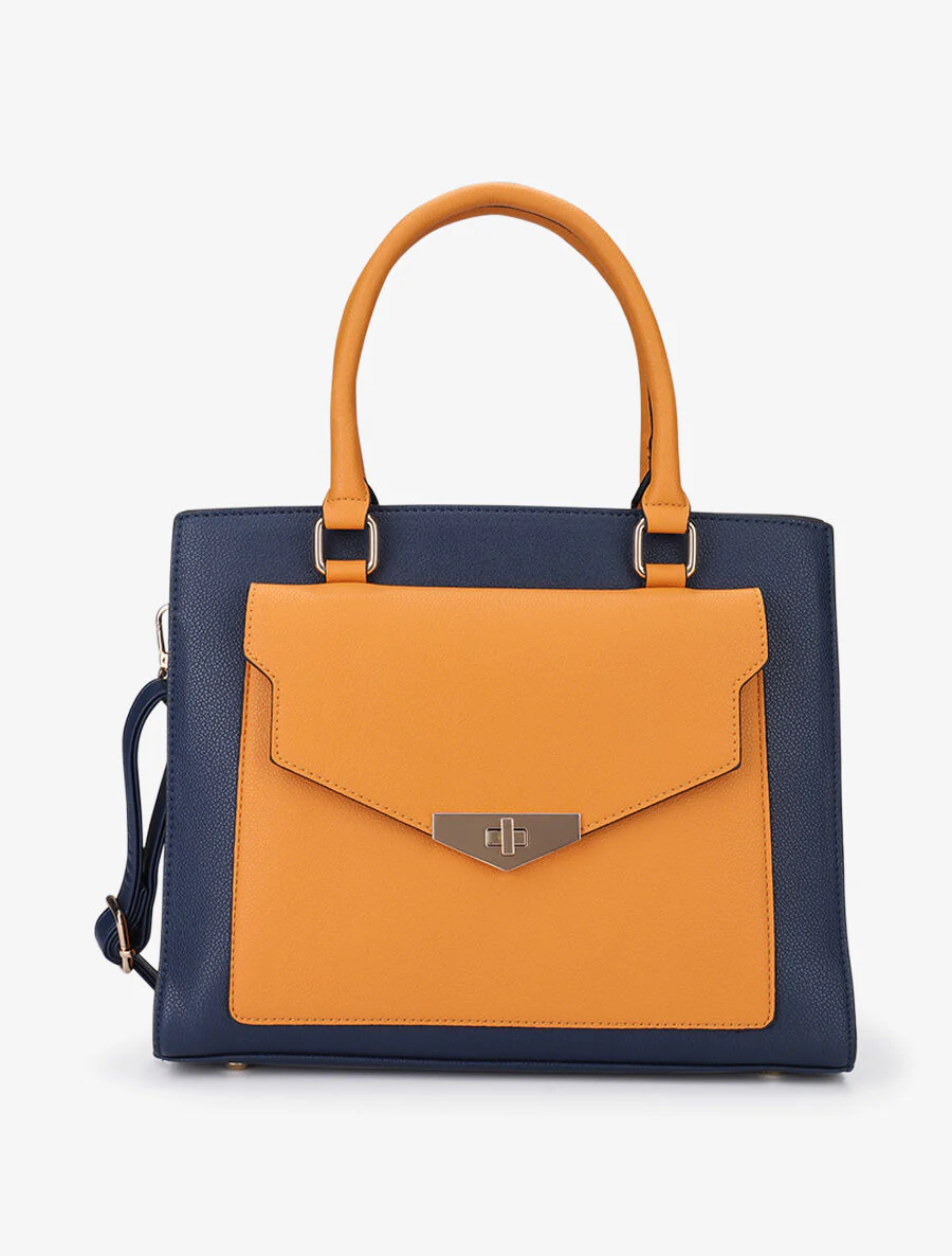 Sac à main Agathe - Marine/moutarde