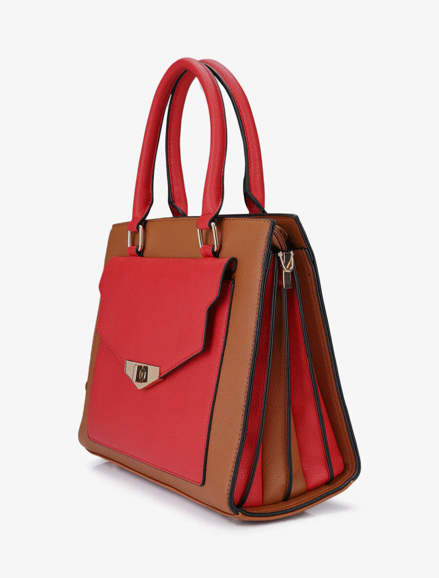 Sac à main Agathe - Camel/rouge - Image 2