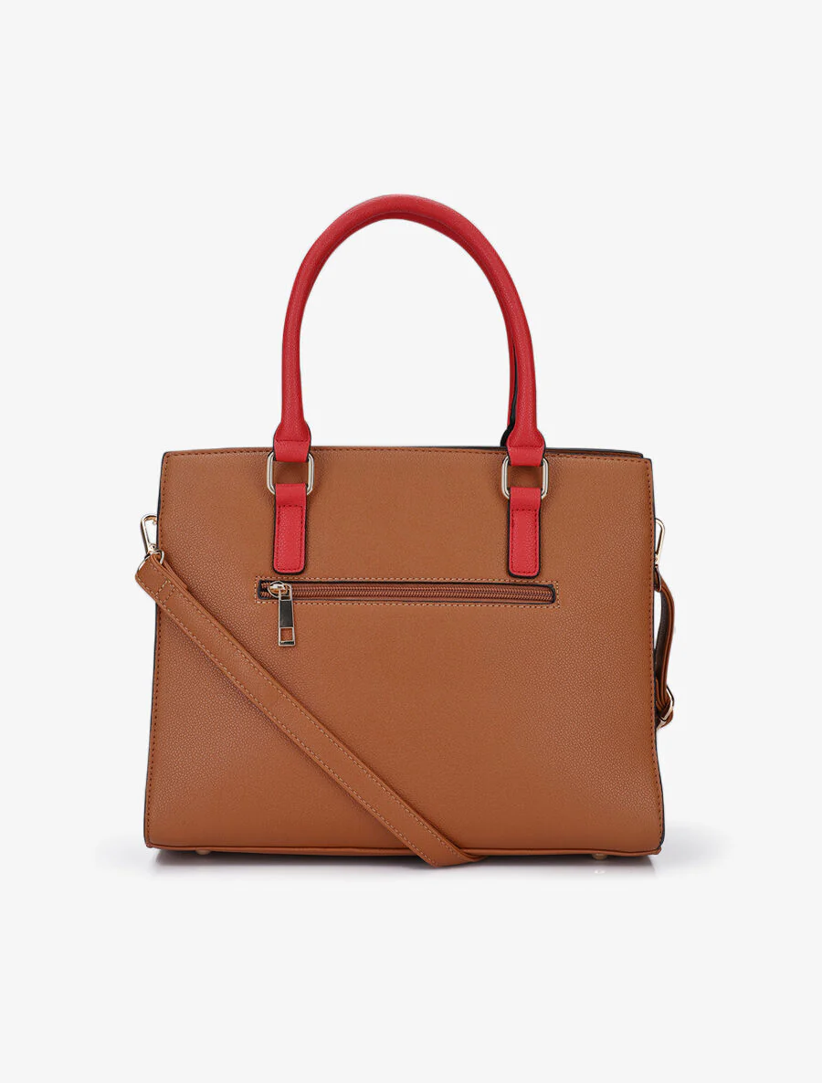 Sac à main Agathe - Camel/rouge - Image 3