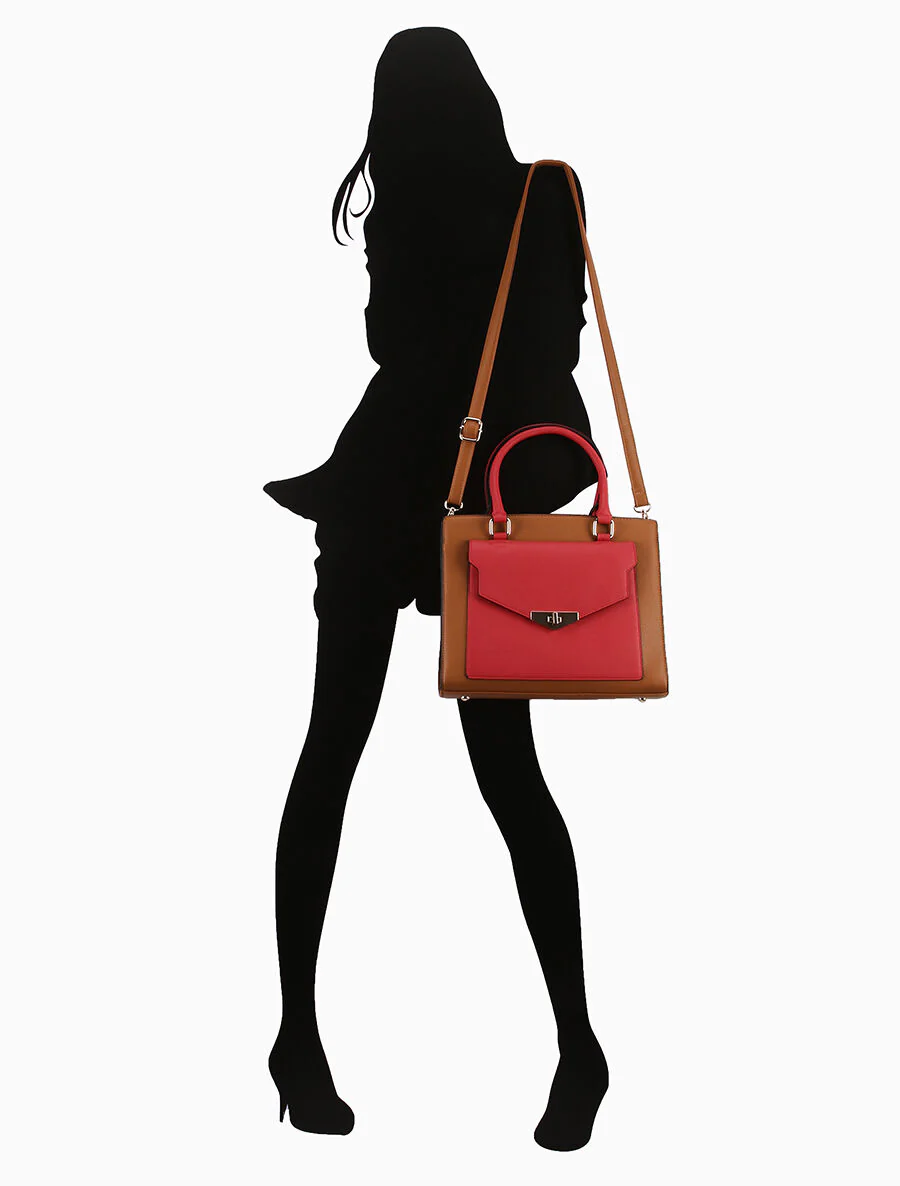 Sac à main Agathe - Camel/rouge - Image 5