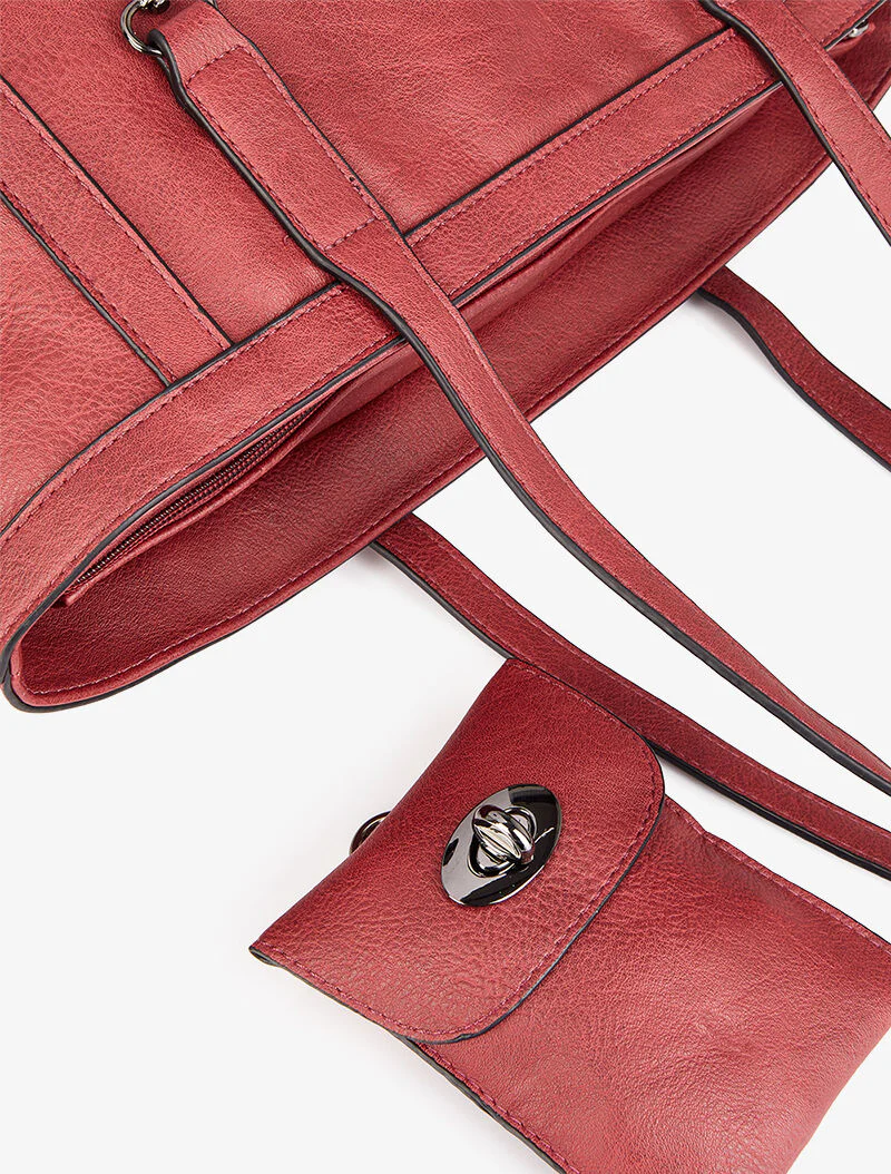 Sac cabas à pochette Melinda - Rouge - Image 4