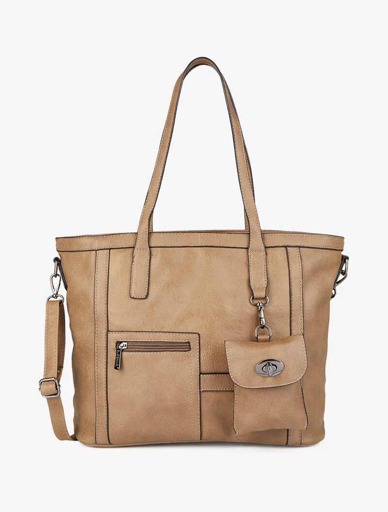Sac cabas à pochette Melinda - Taupe
