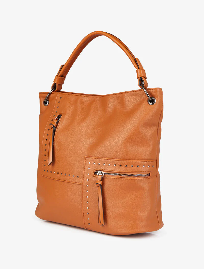 Sac cabas clouté Katia - Camel - Image 2