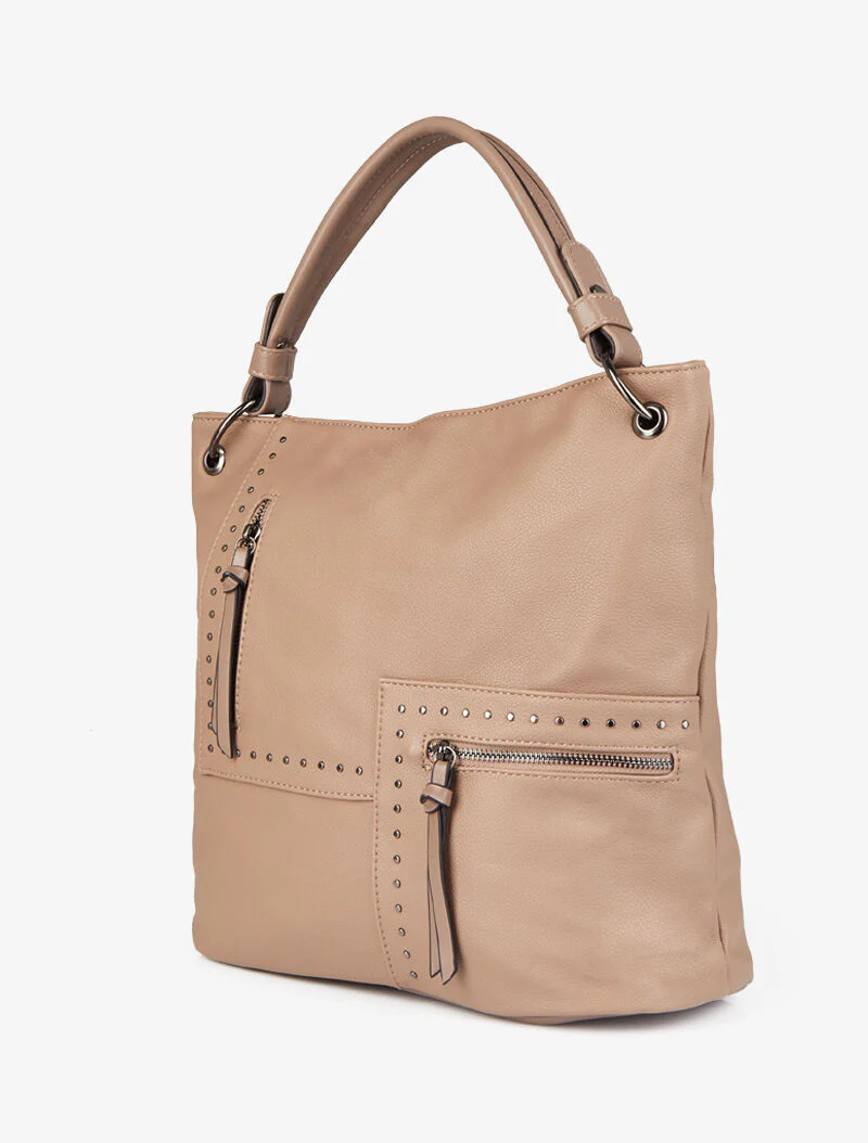Sac cabas clouté Katia - Taupe - Image 2