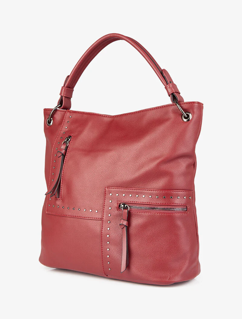 Sac cabas clouté Katia - Rouge - Image 2