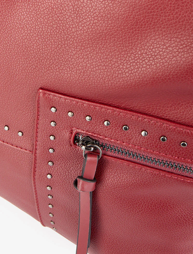 Sac cabas clouté Katia - Rouge - Image 4