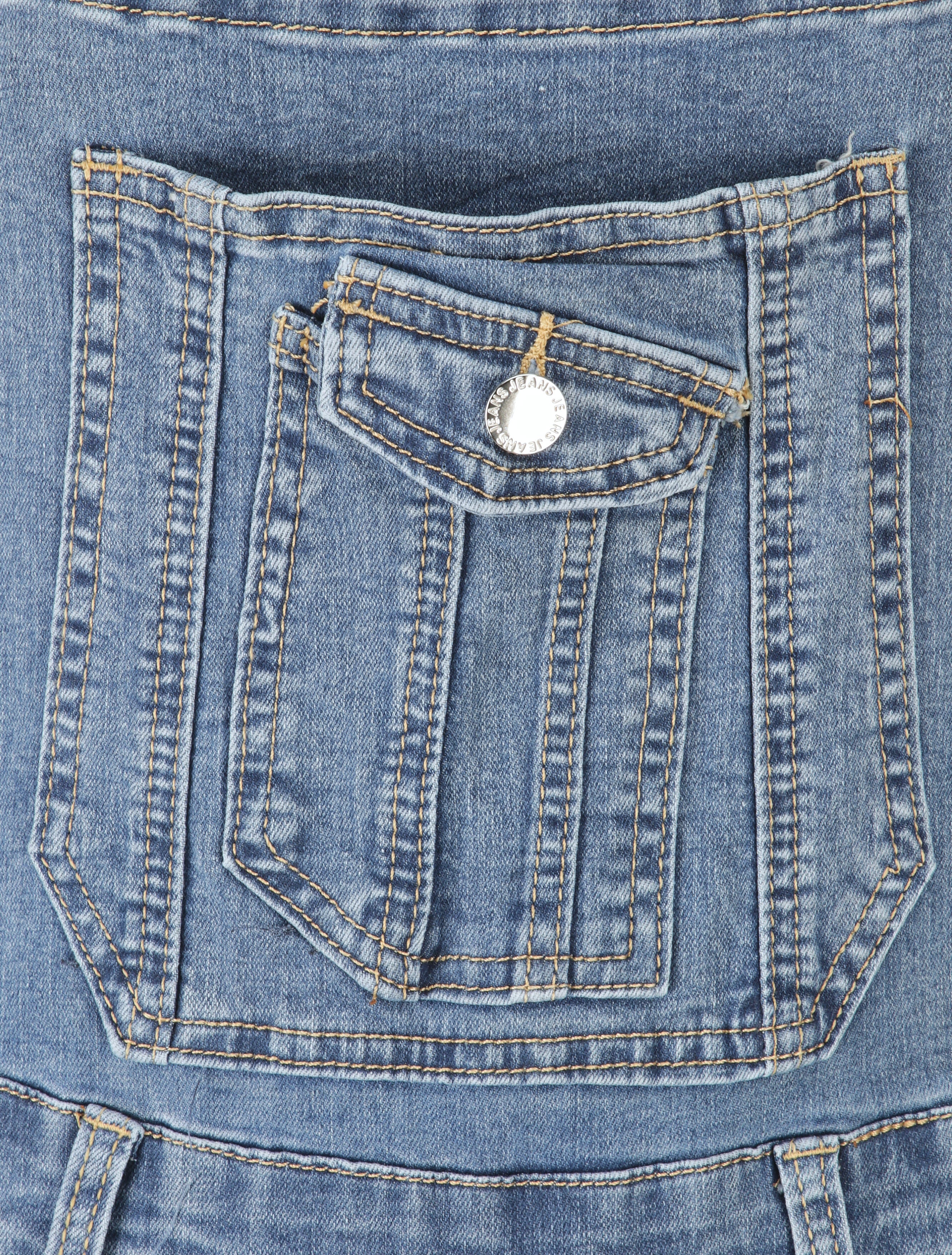 Salopette en jean à détail griffures - Bleu clair - Image 3