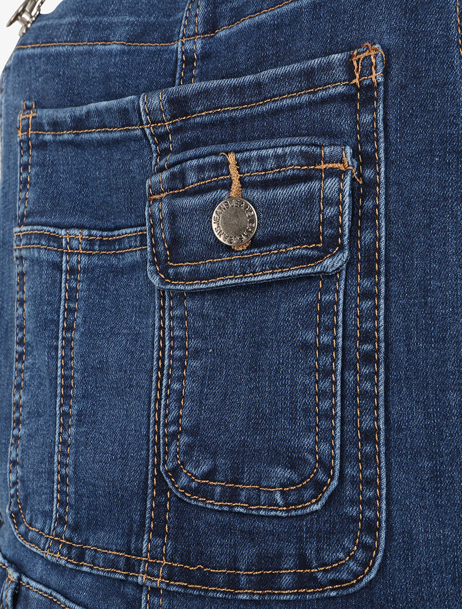 Salopette en jean coupe skinny - Bleu - Image 3