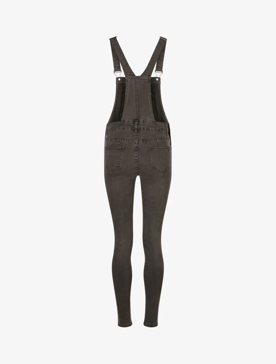 Salopette en jean coupe skinny - Gris - Image 2