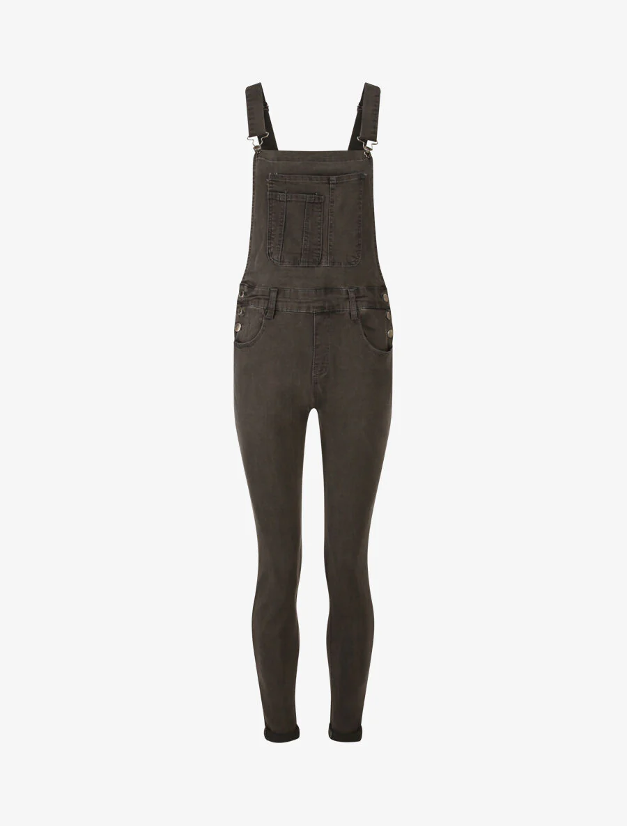 Salopette en jean coupe slim - Gris foncé