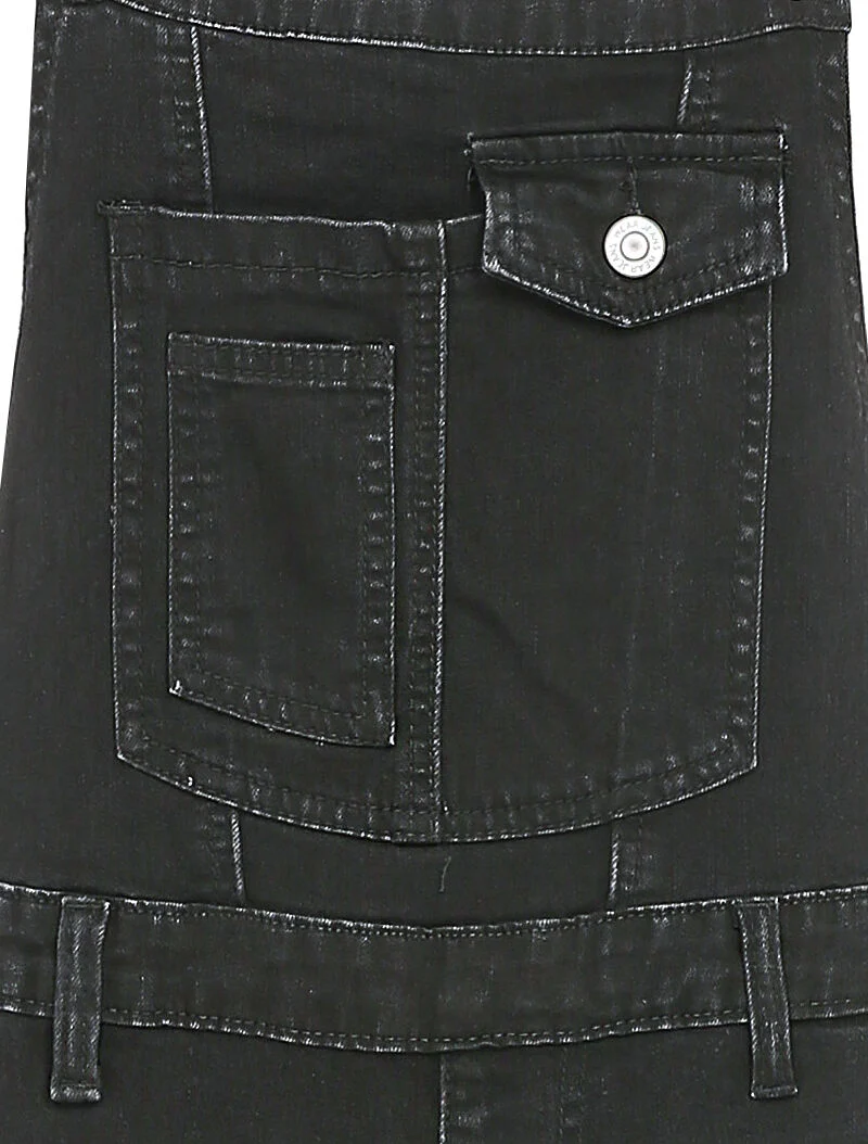 Salopette en jean délavé coupe slim à poche avant stylisée - Noir - Image 3