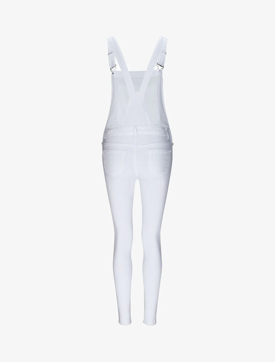 Salopette en jean skinny bords coupe franche - Blanc - Image 2