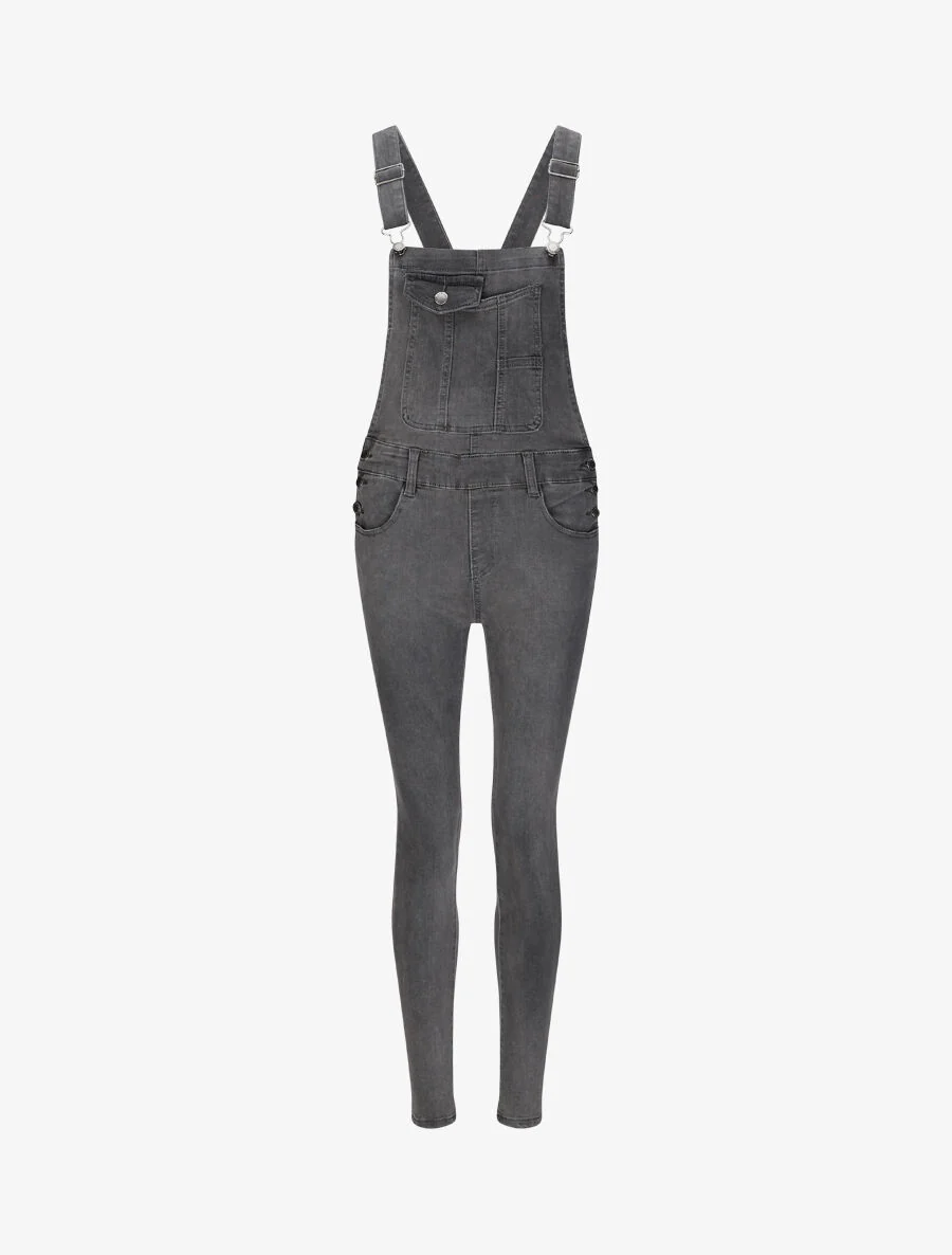 Salopette en jean skinny - Gris