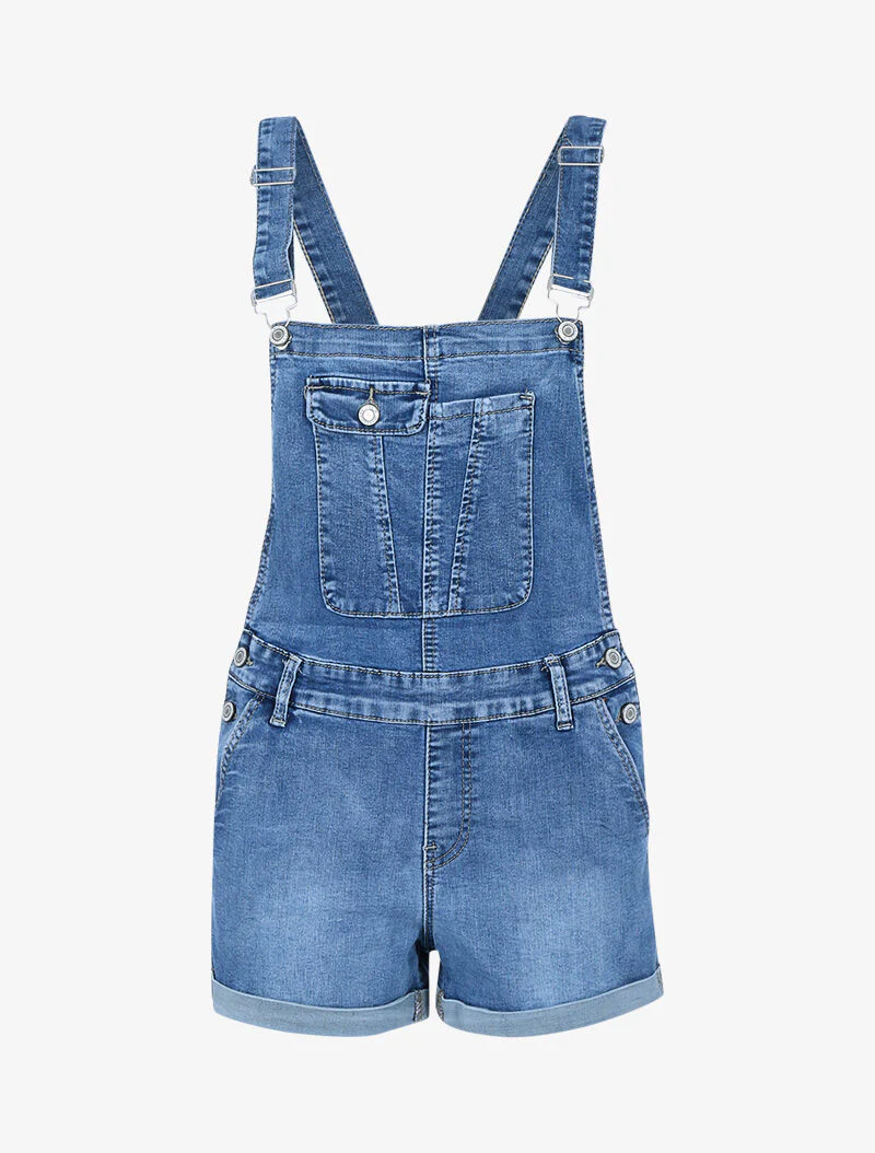 Salopette short ajustée - denim clair