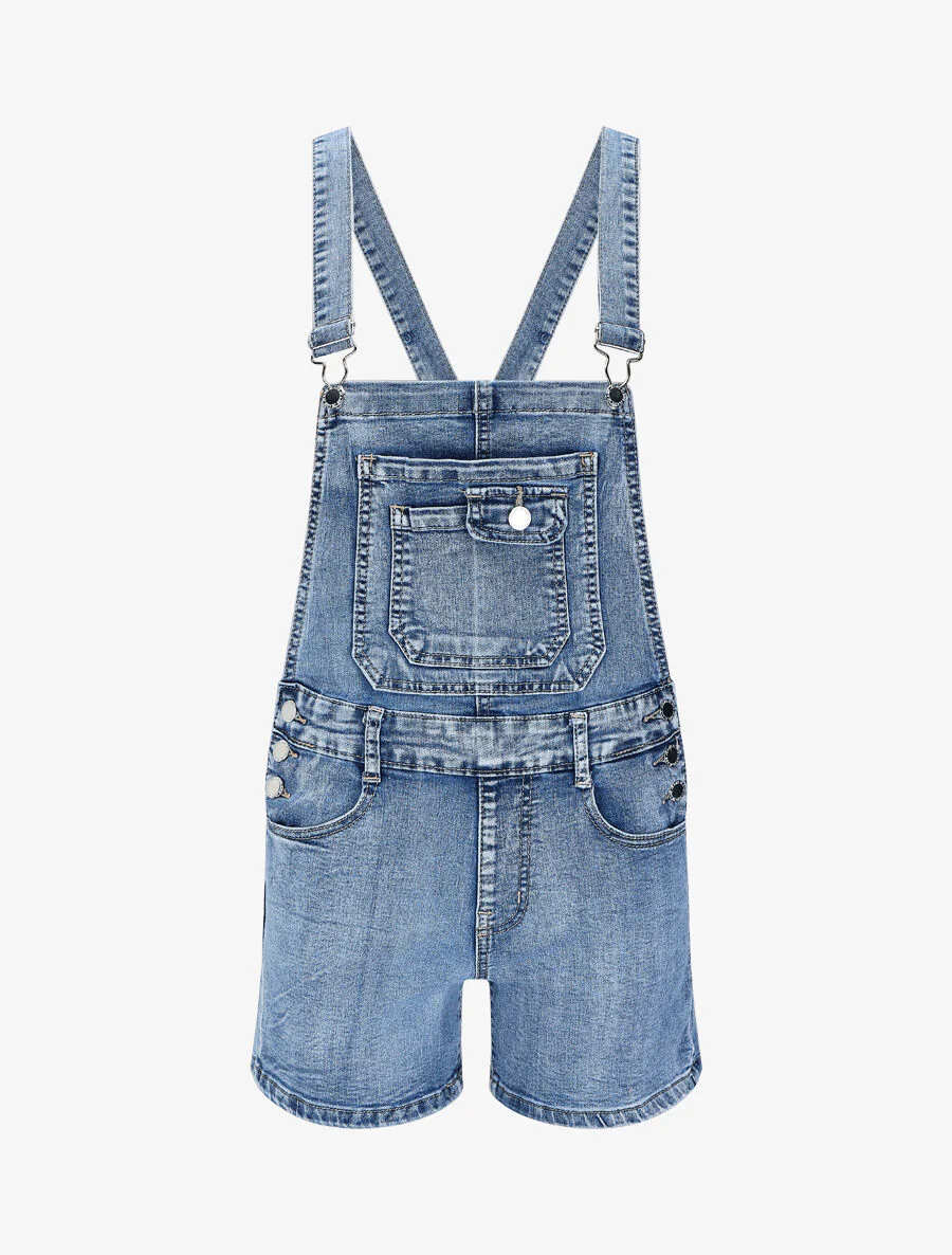 Salopette short en jean - Bleu