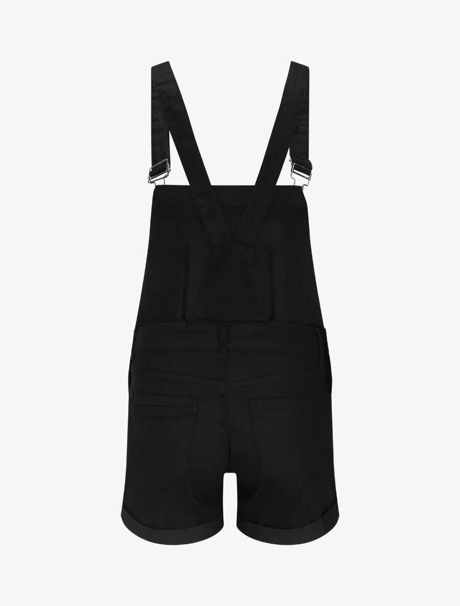 Salopette short en jean - Noir - Image 2