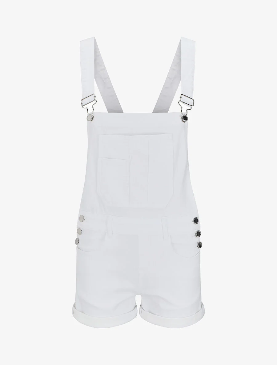 Salopette short en jean - Blanc