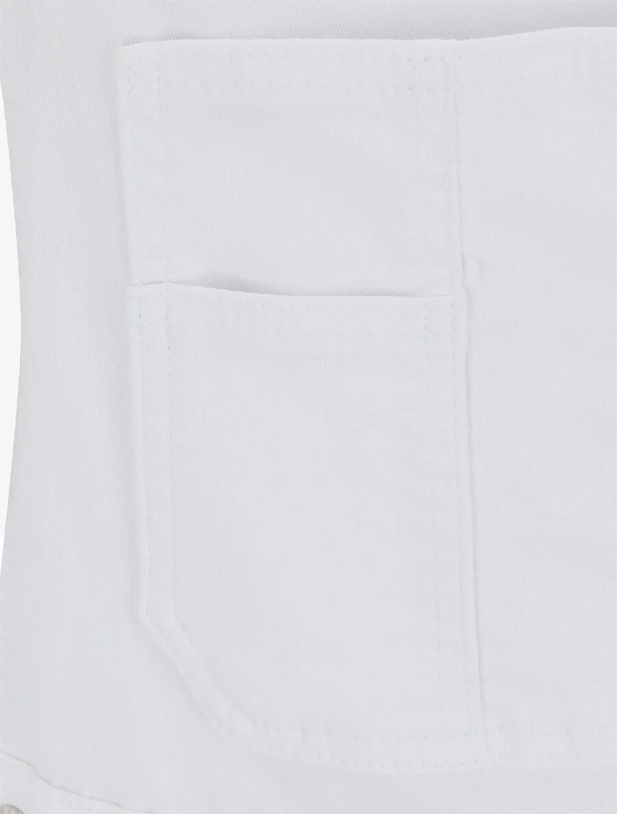 Salopette short en jean - Blanc - Image 3
