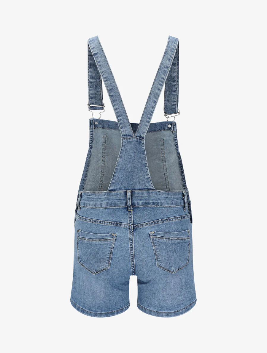 Salopette short en jean - Bleu clair - Image 2
