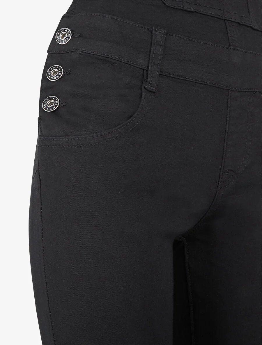 Salopette taille basse coupe skinny - Noir - Image 3