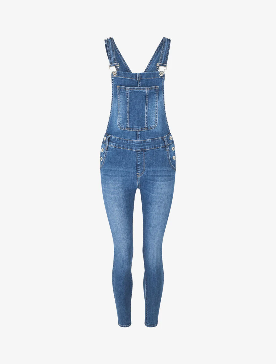 Salopette taille basse coupe skinny - Bleu