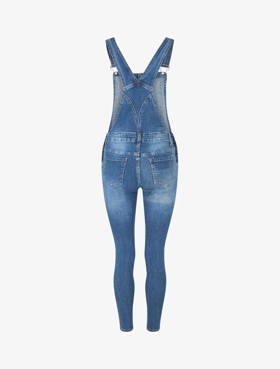 Salopette taille basse coupe skinny - Bleu - Image 2