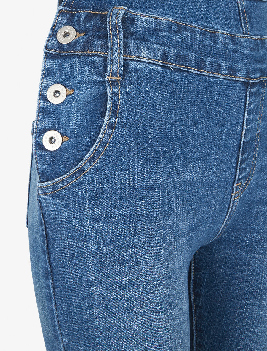 Salopette taille basse coupe skinny - Bleu - Image 3