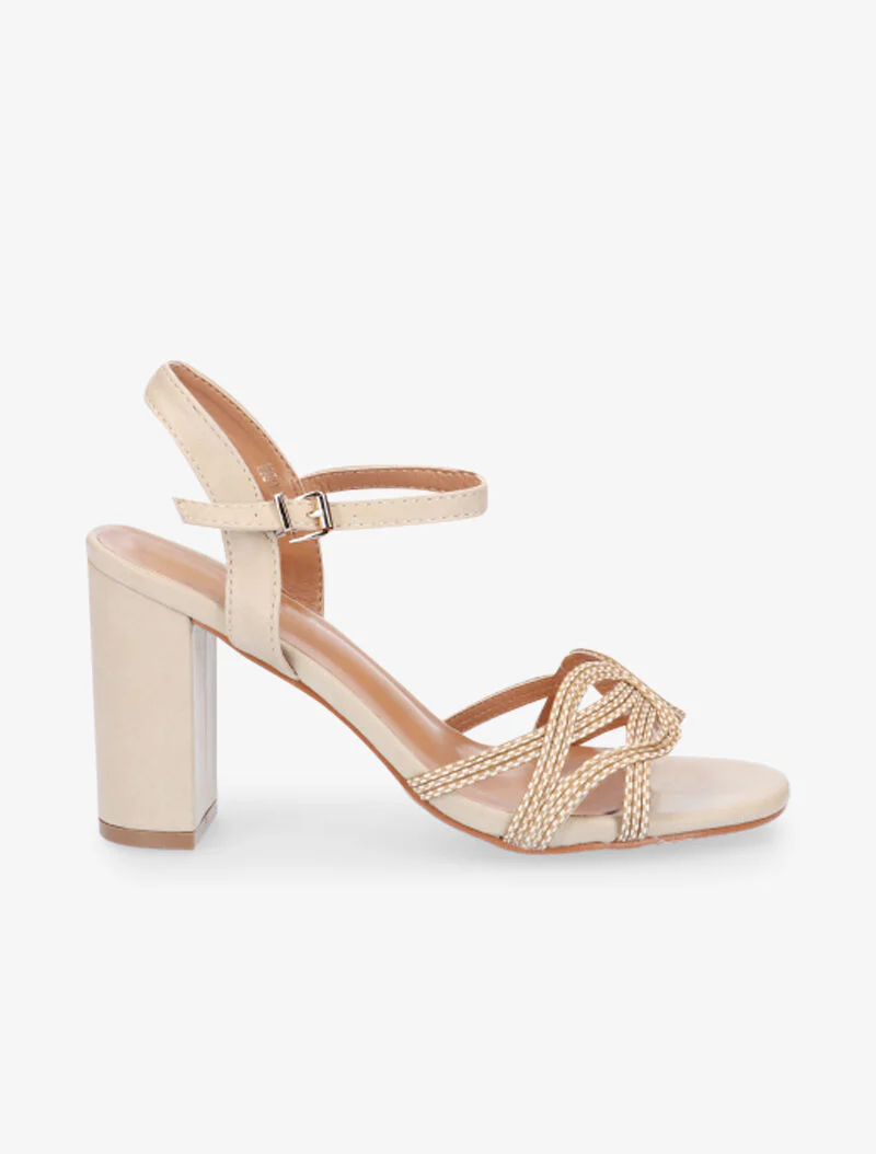 Sandales à bride avant effet entrelacé - beige