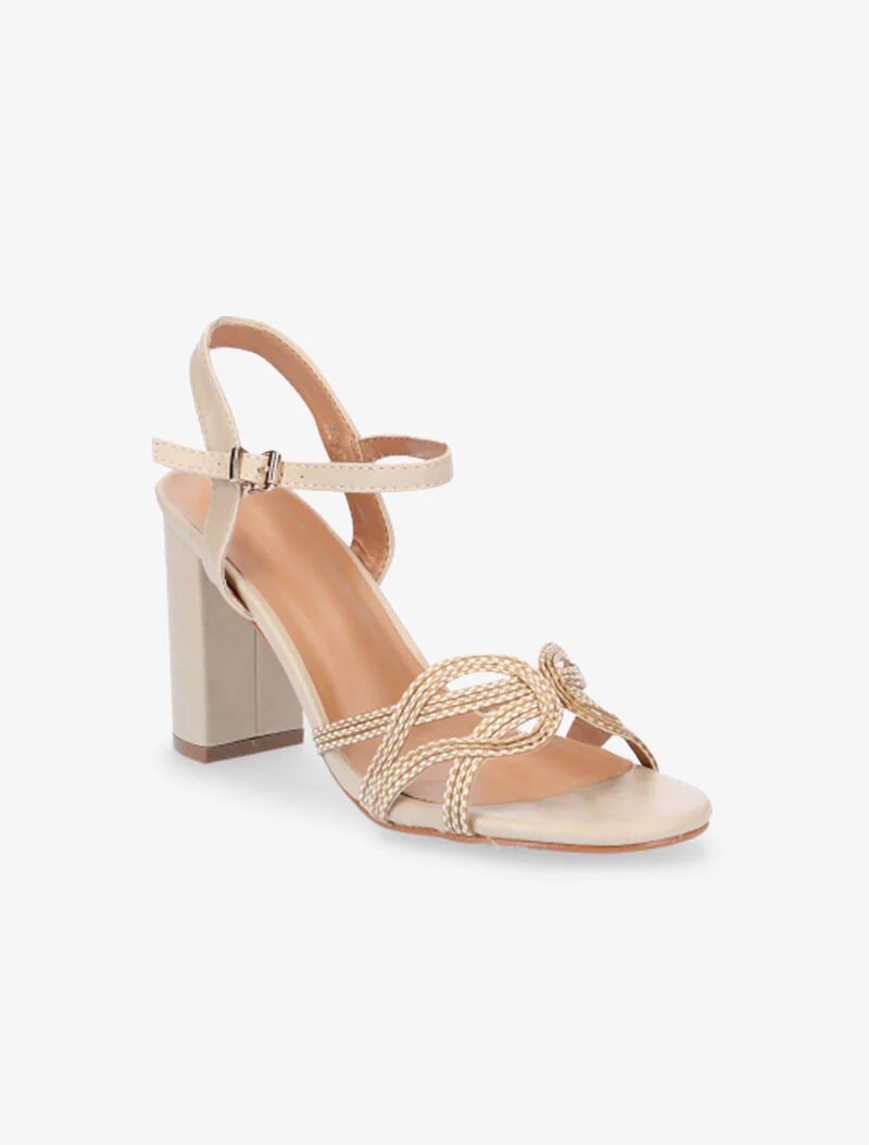 Sandales à bride avant effet entrelacé - beige - Image 2